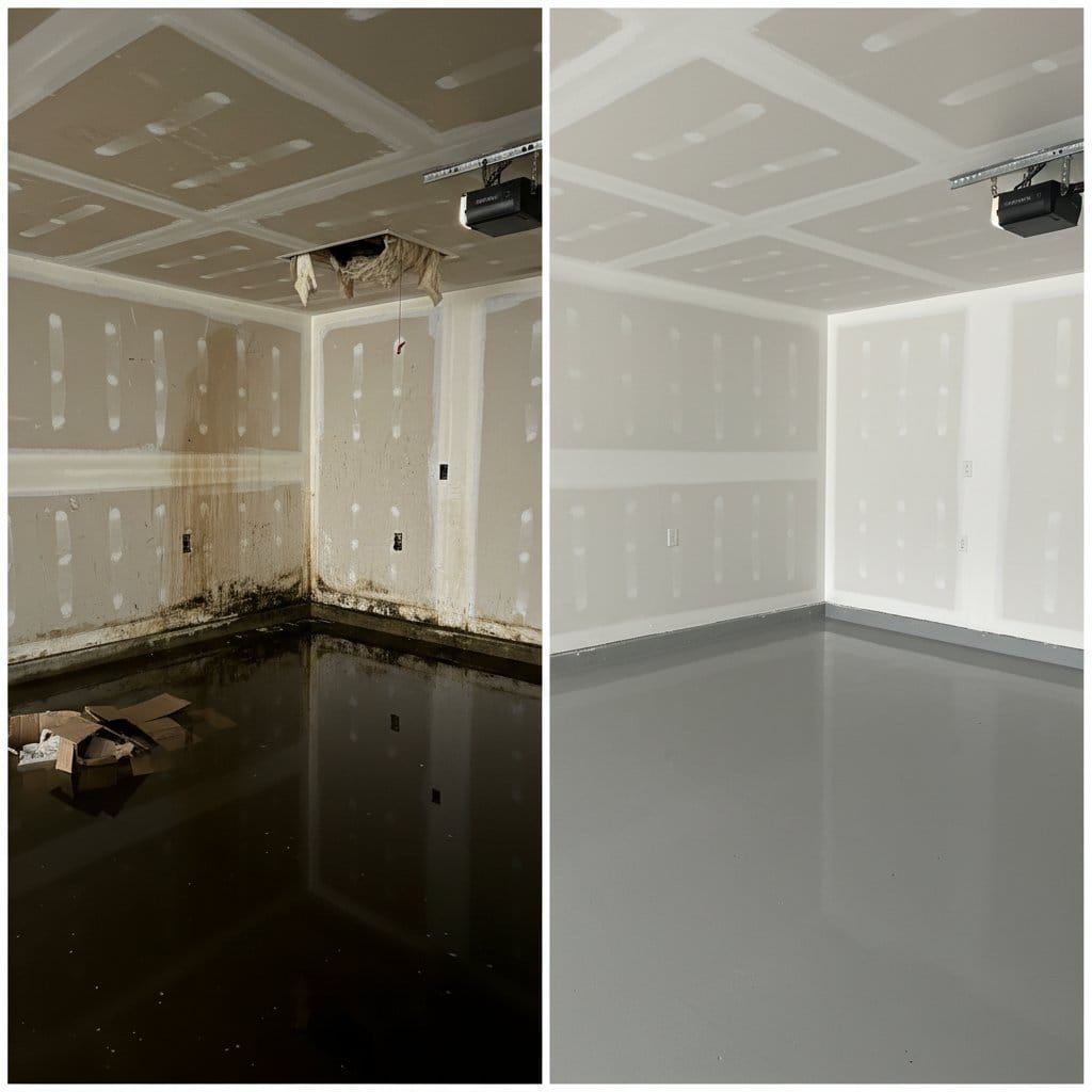 Hackensack Water Damage Restoration garage restoration before and after in Hackensack