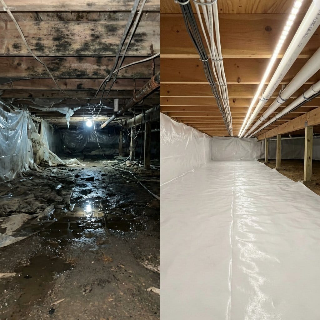 Hackensack Water Damage Restoration crawl space restoration before and after in Hackensack
